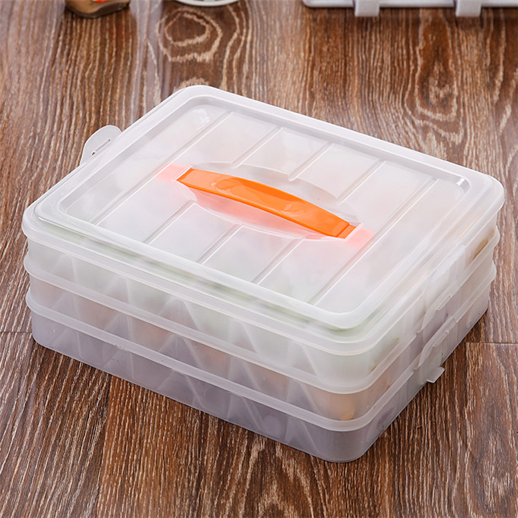 饺子盒放冷冻饺子的速冻冰箱保鲜盒托盘带盖多层家用收纳盒 三层（食品级材质）