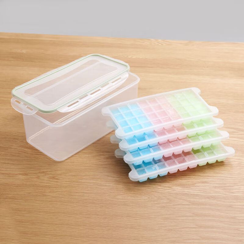 制冰盒制作冰块冰格家用自制冰棒冰糕冰棍模型自制冰块盒冻冰模具 144格带保鲜盒