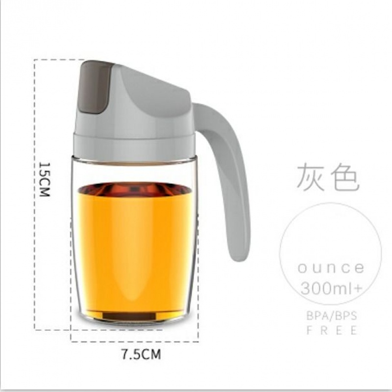 日式油壶酱油壶玻璃装油瓶创意家用防漏油醋瓶厨房油壶带盖大小号 灰色300ml