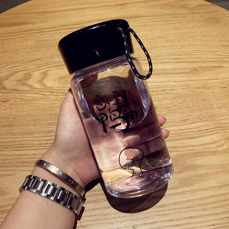 便携塑料水杯女学生韩版ins夏季儿童杯子可爱夏天小清新茶杯500ml 透明款（鸭力）500ml 单杯