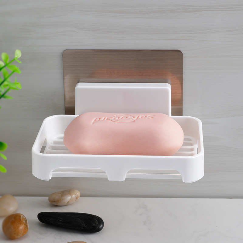 双庆卫生间肥皂盒香皂架创意吸盘香皂盒壁挂式肥皂架浴室沥水皂盒 一层沥水肥皂盒