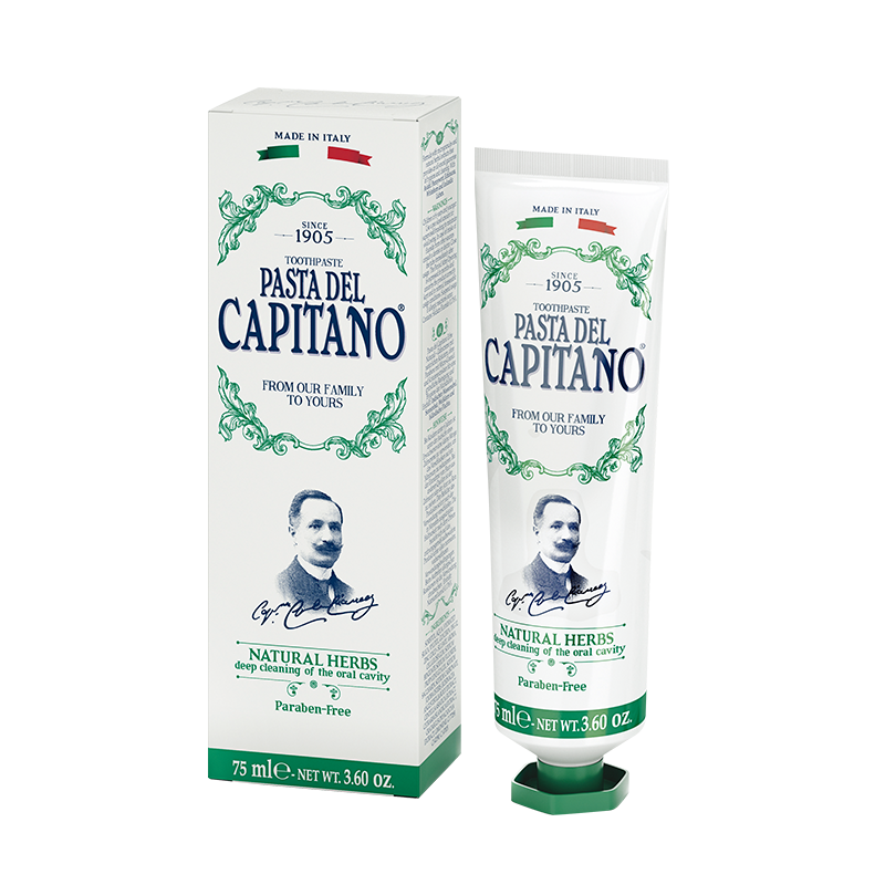 PASTA DEL CAPITANO意大利进口德康美牙膏包邮 老船长牙膏 美白牙齿 防蛀牙膏 去渍 植物草本牙膏 75ml