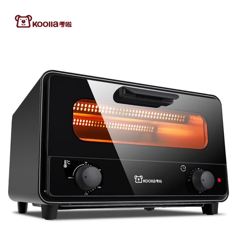 考啦（Koolla）K1301C迷你电烤箱家用多功能全自动微蒸烤一体机13升风炉烤箱 黑色