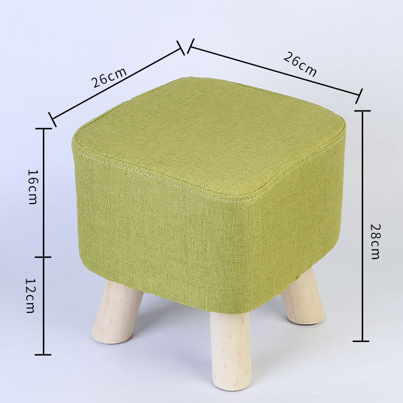 小凳子时尚家用实木创意省空间小板凳坐墩换鞋凳客厅布艺软凳 抹茶绿  方