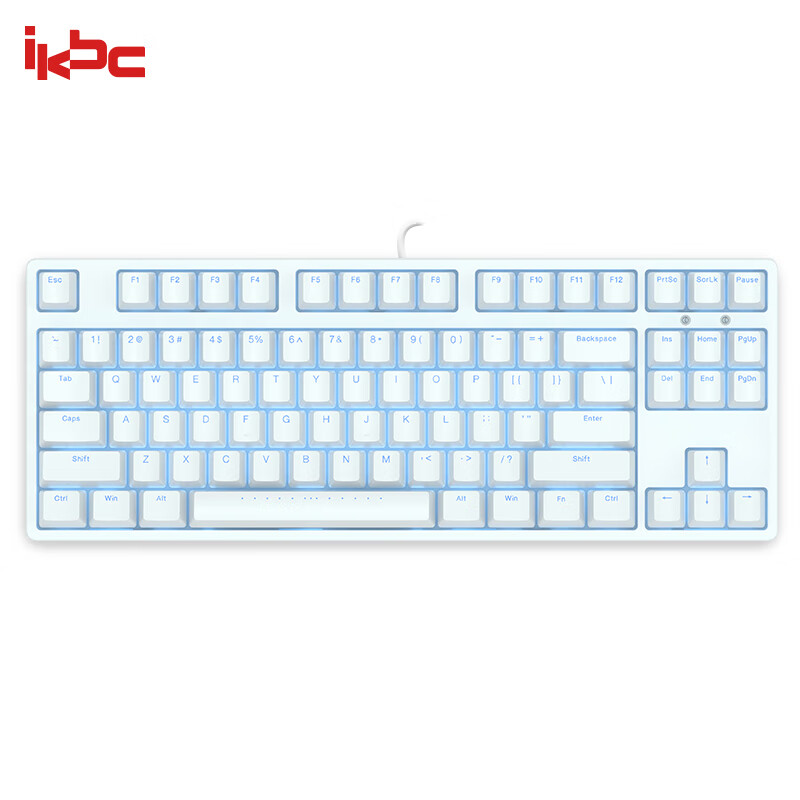 ikbc F87 机械键盘 有线键盘 游戏键盘 87键 单背光 cherry轴 吃鸡神器 背光键盘 笔记本键盘 白色 茶轴