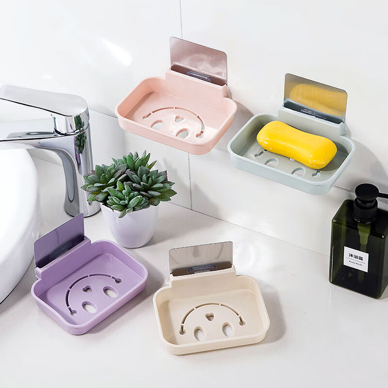 肥皂盒旅行个性创意可爱浴室大号卫生间洗脸香皂盒沥水带盖便携式 4个装颜色随机