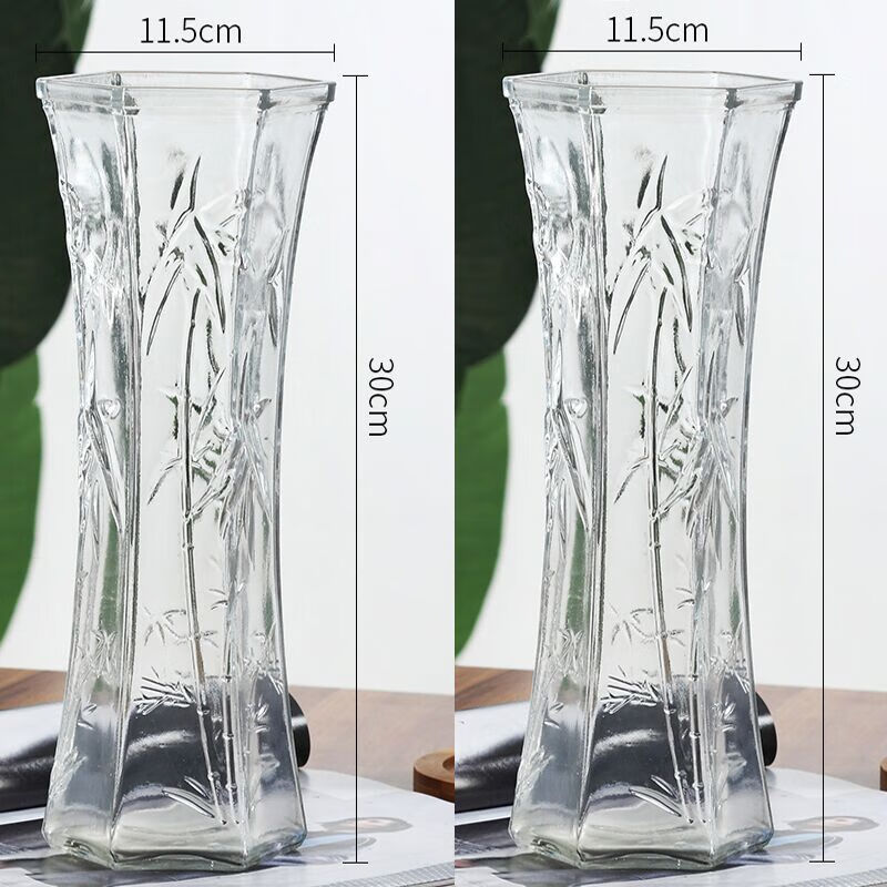 创意大号透明六角玻璃花瓶水养富贵竹百合鲜花插花瓶家用客厅摆件