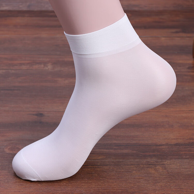 浪莎元素同款高档舒适白色袜子男士丝袜短袜夏季薄款中筒袜超薄冰丝对对袜夏天防臭男袜 白色5双装