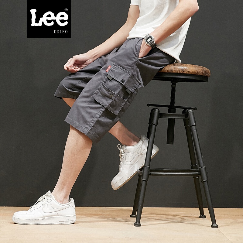 LEE DDIEO夏季工装短裤男士宽松7分户外裤中裤休闲短裤 灰色 XL