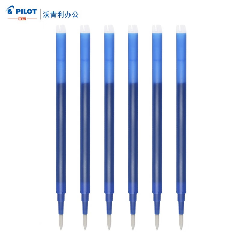 百乐（PILOT）日本进口彩色可擦笔LFBK-23EF按动中性笔学生可擦水笔摩磨擦彩色笔芯0.5MM 可擦笔替芯蓝色6支装