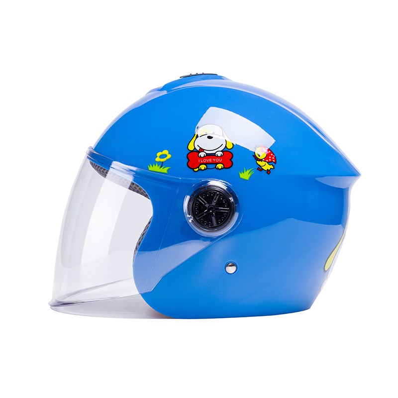 途安儿童头盔男女童电动摩托车头盔四季可爱卡通小孩头盔 蓝色 均码