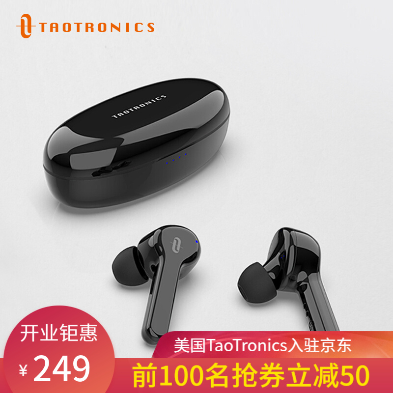 TaoTronics 真无线蓝牙耳机双耳运动跑步降噪tws入耳式苹果小米华为手机耳机男女生迷你触控 黑色 TT-BH082