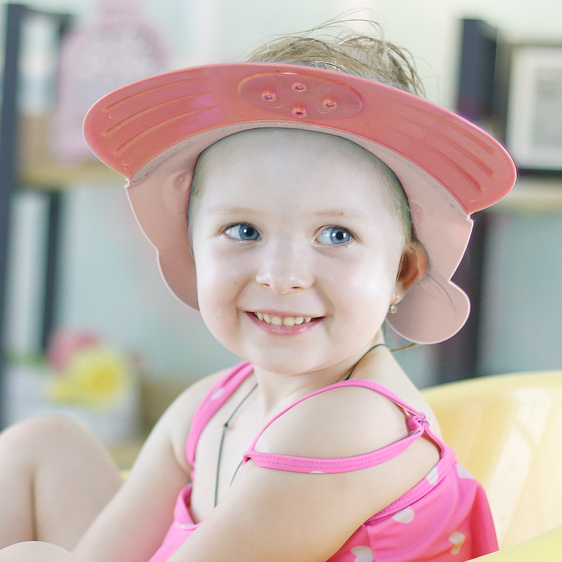 可力狸 婴儿洗头帽防水护耳浴帽宝宝洗澡帽可调节婴儿浴帽 粉色
