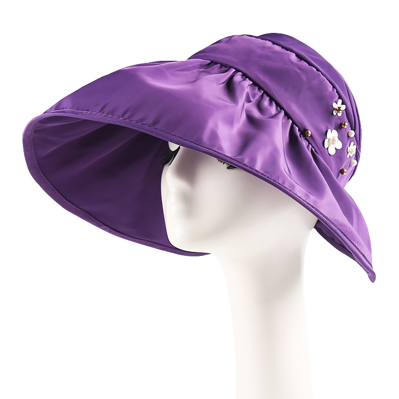 卡兰薇帽子女夏季韩版可折叠防紫外线大沿空顶帽出游沙滩帽遮阳防