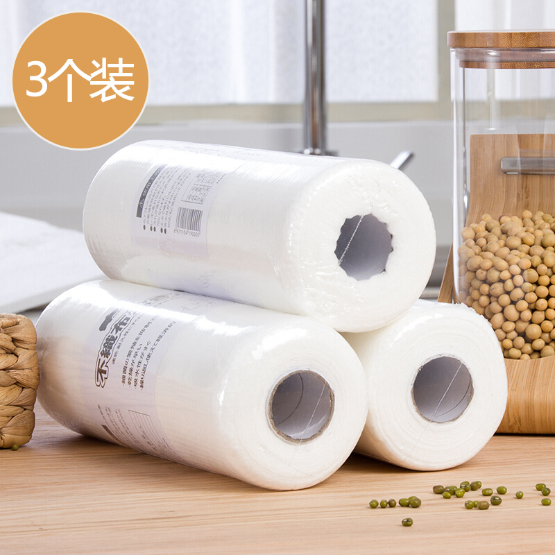 日本厨房抹布百洁布去油洗碗布无纺布加厚吸水一次性多用擦布 3卷装