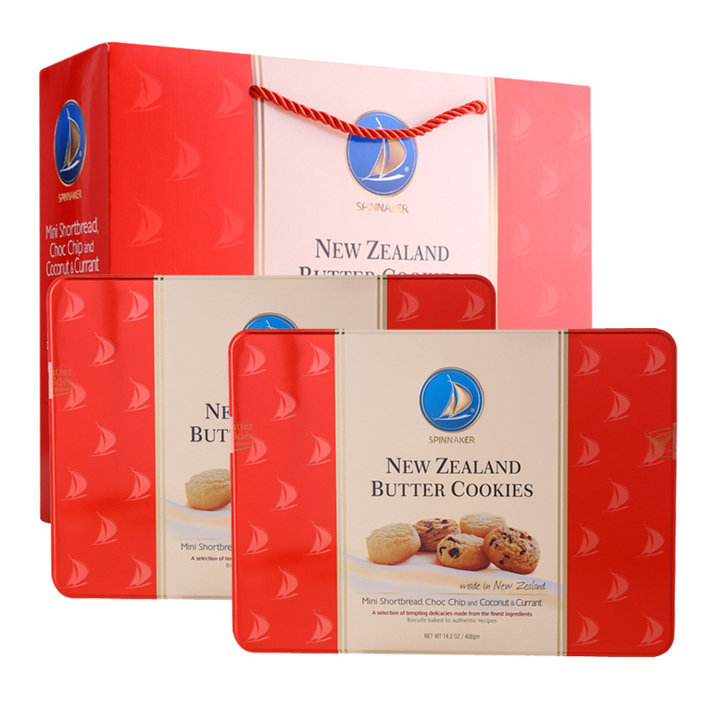 新西兰进口 品尼加 迷你曲奇饼干礼盒816g综合口味（408g*2罐）红色节日喜庆礼品黄油曲奇饼干糕点盒装