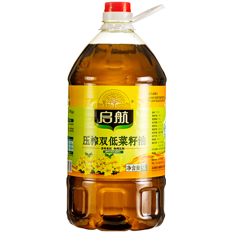 【领券199-100】启航压榨双低菜籽油 食用菜油5L非转基因压榨食用油