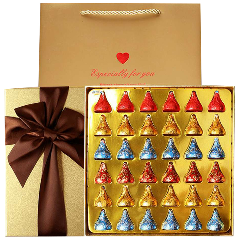 好时kisses好时黑巧克力礼盒装36粒生日礼物七夕情人节送女生友喜糖果 婚庆喜糖礼盒 金色
