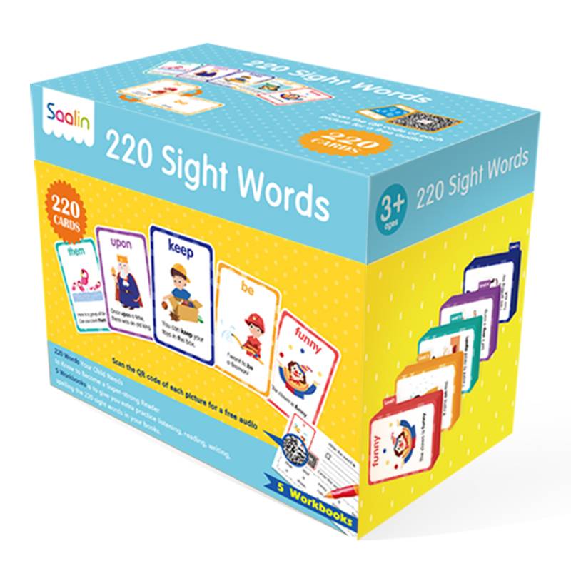 莎林（SAALIN）儿童早教英语220个高频词 Sight Words英文单词认知学习卡片 点读版不含笔（小达人可用）