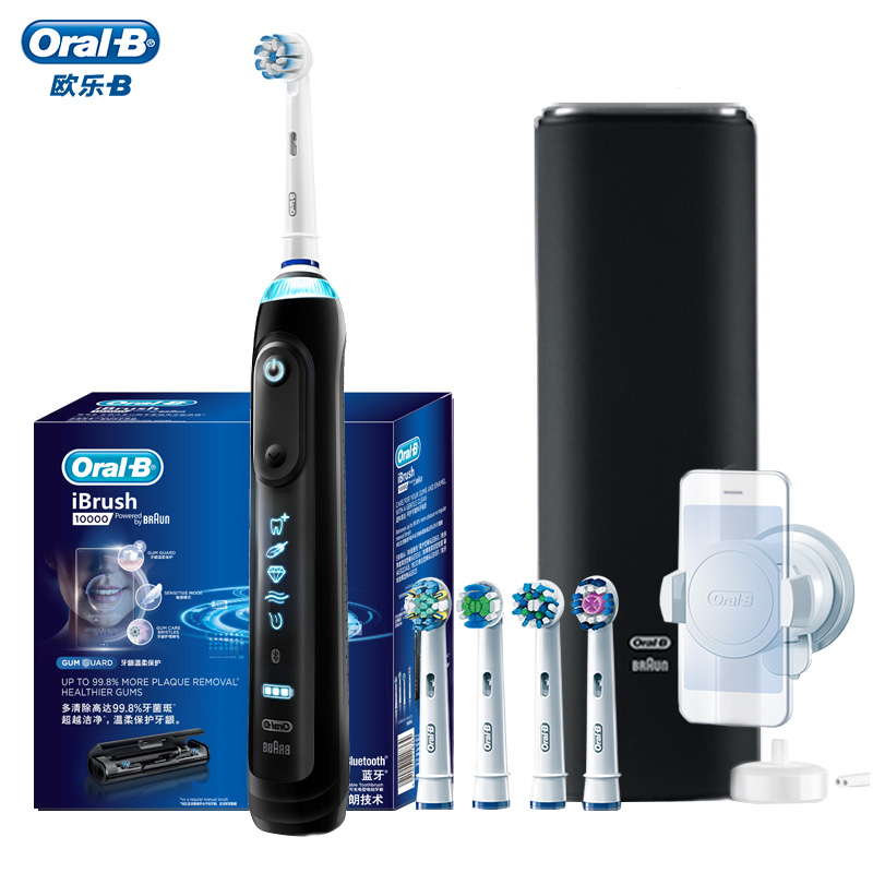 欧乐B（Oralb）电动牙刷 成人3D声波震动智能牙刷极客黑 iBrush10000 博朗精工