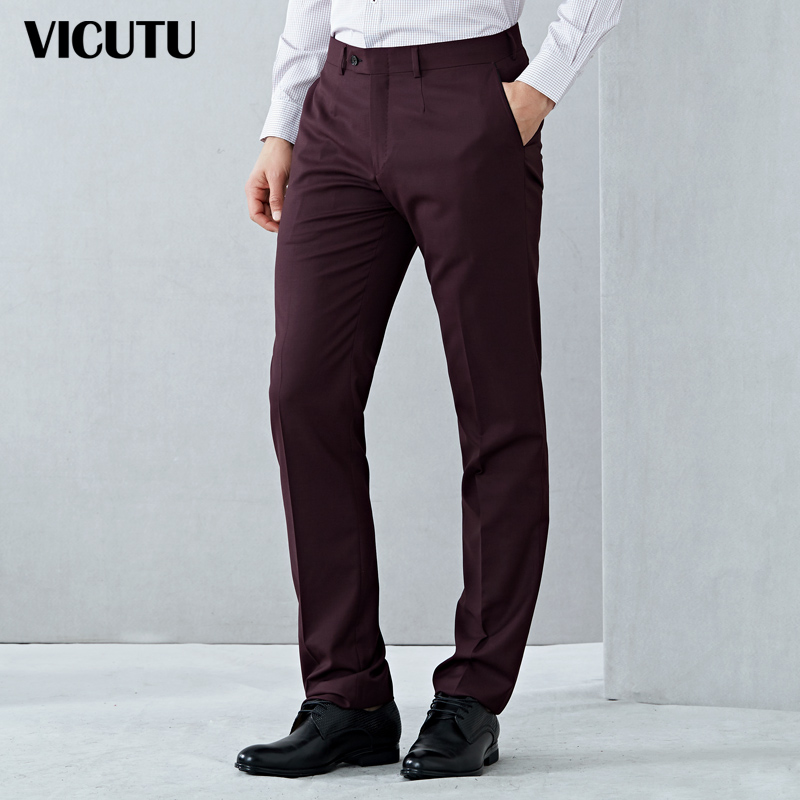 威可多VICUTU男士套西裤子修身羊毛保暖西装裤男VRS15121888 红色 175/84-2.52尺