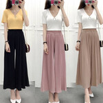 蒂嗒嗒（Di.dada）【适合80-150斤胖MM穿】百褶阔腿裤女高腰夏季薄款裙裤宽松大码休闲女裤 【Z01随机1件装 可备注】 均码【1.8-2.8尺腰】