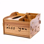 【破损补寄】桌面木质纸巾盒客厅茶几收纳盒多功能抽纸盒创意家用收纳 咖啡胡桃木