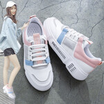 普杰思 女鞋春夏款单鞋休闲鞋女板鞋女跑步女老爹鞋学生小白鞋子女韩版潮流运动帆布鞋女平底鞋LR801 粉色 37