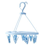 华嘉 圆形塑料夹子18夹防风多功能折叠内衣袜子架加粗卧室阳台 12夹水蓝色 1