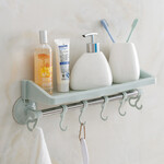 居家日用吸盘置物架 壁挂式素色挂物架 厨房浴室两用储物架215g 颜色随机发