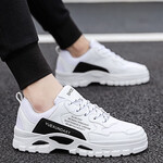 皓克 夏季男鞋休闲鞋板鞋男鞋子男透气韩版百搭跑步鞋飞织鞋男网鞋网面鞋男老爹鞋男运动鞋 白黑 41