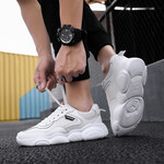男鞋子男2019春夏新品学生透气飞织网布时尚运动老爹鞋时尚网红小熊小白鞋男韩版男士运动ins很火潮鞋 S-XXD003款白色 40