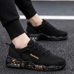 2019新品男鞋春夏季板鞋子男士潮流时尚网鞋休闲户外运动鞋男学生网布飞织透气厚底气垫增高鞋8906 黑金 41