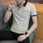 澜杉 短袖t恤男夏季T恤男士翻领修身青年韩版半袖保罗polo衫体恤衫潮流衣服 卡其色 XL