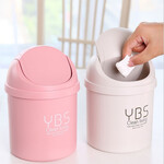 桌面小垃圾桶办公家用床头垃圾筒塑料带盖客厅卧室迷你创意篓 米白