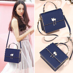 韩版2019新款真皮女包大包潮百搭春夏季斜挎单肩包女包手提时尚真皮包包女 蓝色