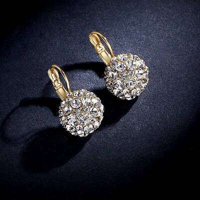 流行故饰 925银针耳环满钻水晶球耳钉女款耳饰耳坠日韩时尚饰品耳扣耳