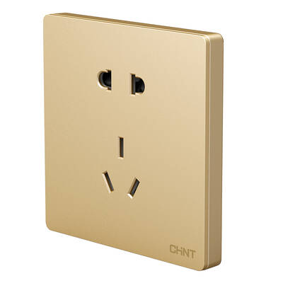 正泰(chnt)开关插座面板无边框大面板  2v曼哈顿强电系列 香槟金 五孔