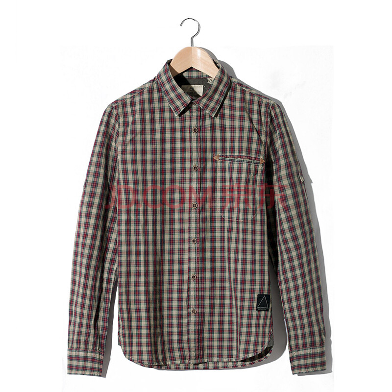 简木男装 春装新款修身欧美时尚男士潮流薄款衬衣 男格子休闲衬衫 cs