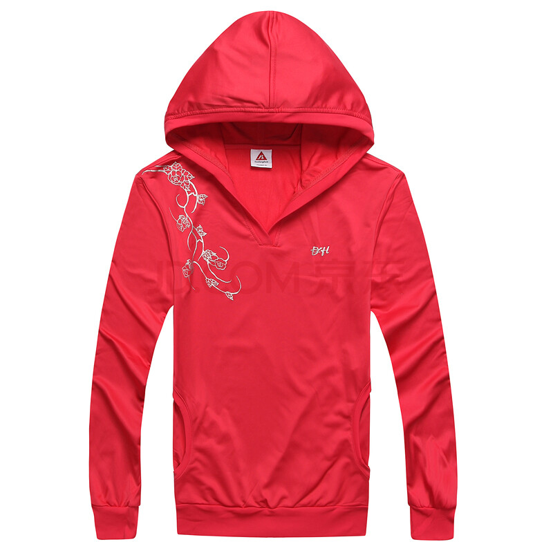 货到付款保隆桦 2014新款休闲时尚印花连帽长袖运动t恤女 7529 花生红