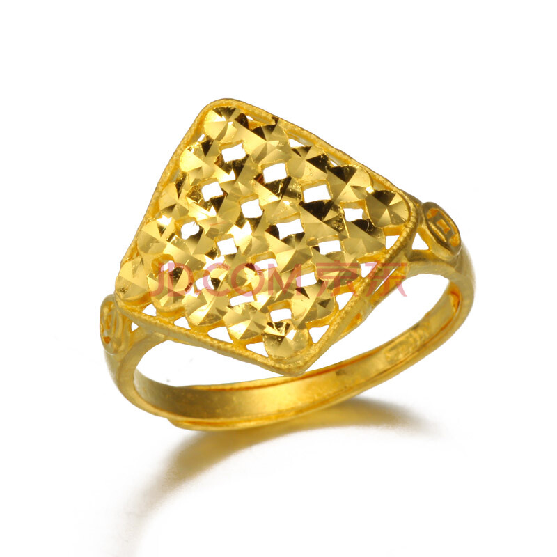 萃华金店 999千足金黄金戒指 璀璨方形戒 3.07g