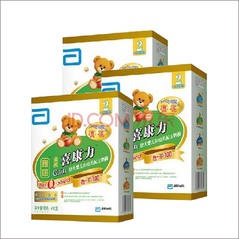 原装进口 雅培金装智护100喜康力奶粉2段6-18个月400g盒装 3盒
