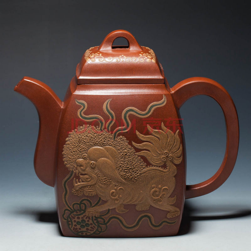 万新 新寅陶艺 /宜兴紫砂壶/ 大泥绘汉方壶/ 1050cc