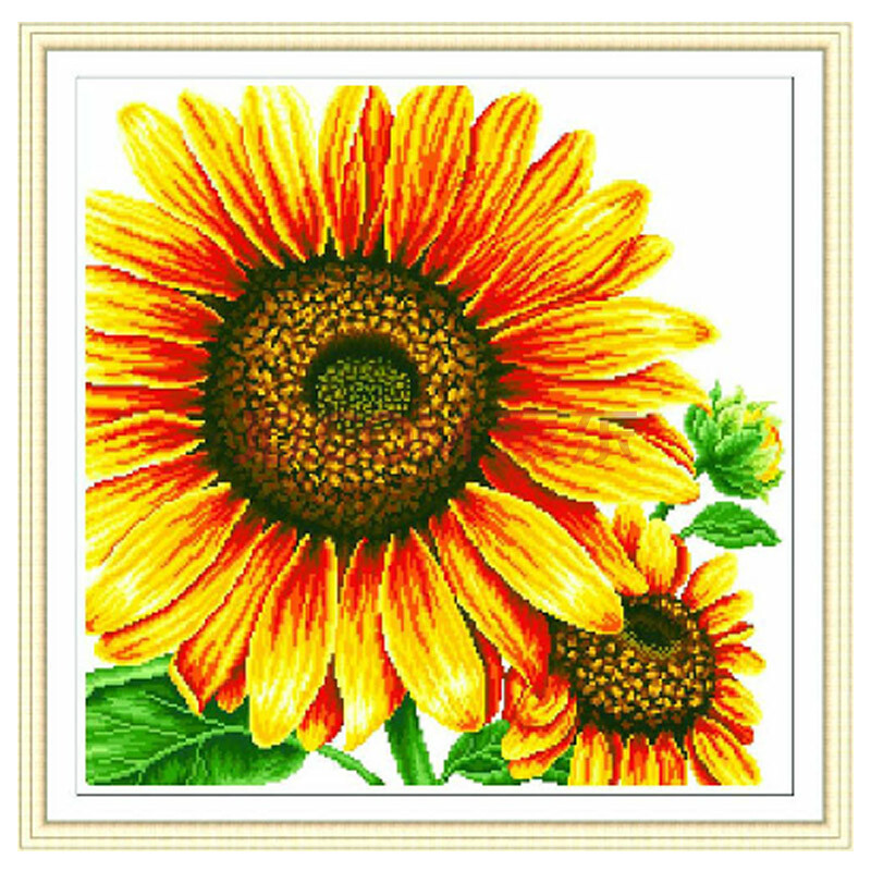 百分百精准印花十字绣 mh098 向日葵 尺寸64*64cm