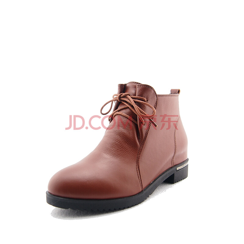 ei lana艾莲娜秋冬头层牛皮简约舒适系带平跟踝靴