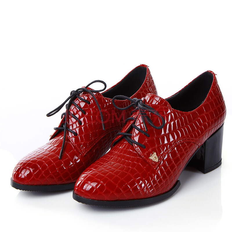 xiyurui2013年款英伦风格 真皮 金属装饰 单鞋 女鞋 红色 38