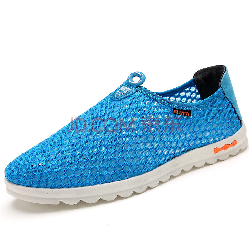 lorbuk夏天休闲男鞋透气洞洞网布鞋包头韩版潮鞋凉鞋沙滩鞋 浅蓝色 44