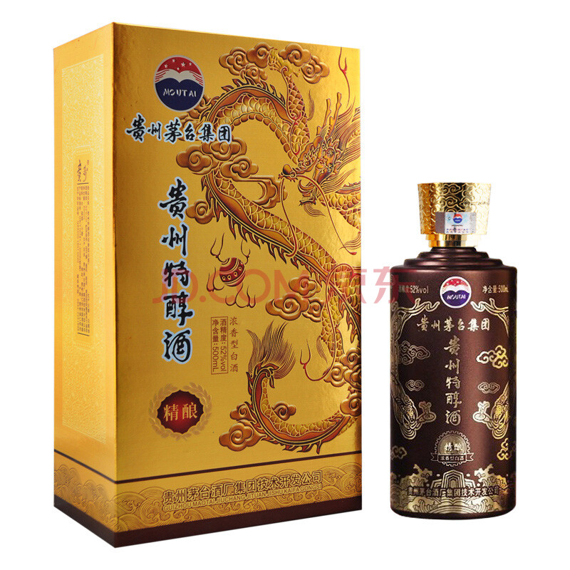 京东配送52度茅台集团贵州特醇精酿新款浓香型白酒500ml
