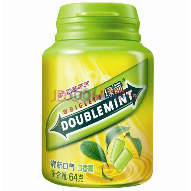 绿箭 绿茶薄荷口香糖40粒瓶装 64g*3