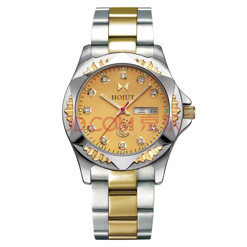 蓝顿豪爵(hojut) 军表品质 正品手表男士 间金钢带防水手表 高档男士